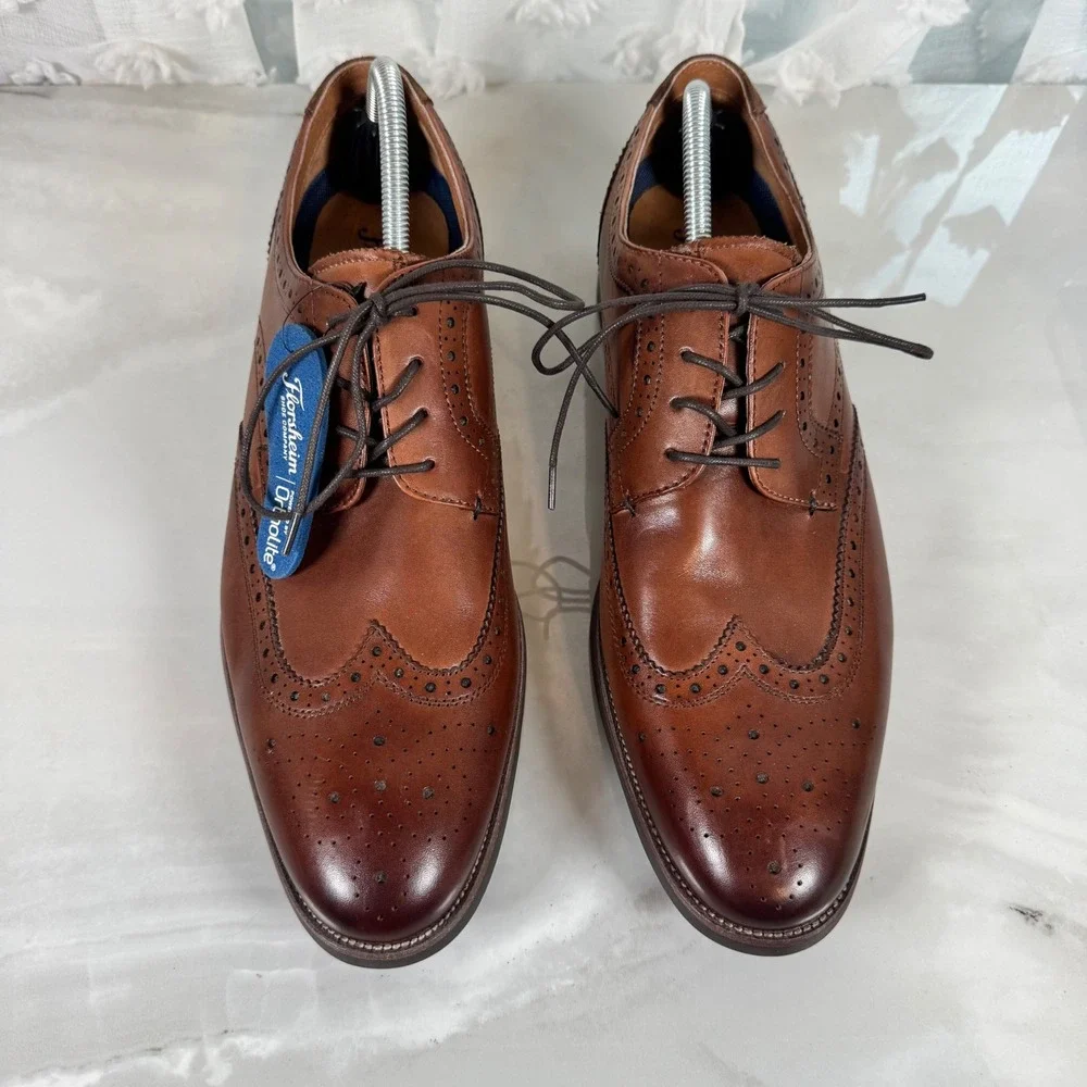 Florsheim‎ Comfortech Wingtip Brogues Brown Leather Dress Shoes Worn Once 12M
